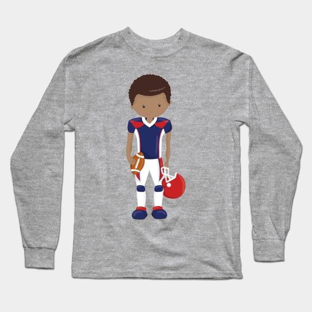 African American Boy, Team Sport, Rugby Player Long Sleeve T-Shirt by Jelena Dunčević